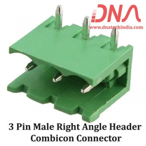3 Pin Male Right Angle Header 5.08 mm pitch (Combicon Connector)