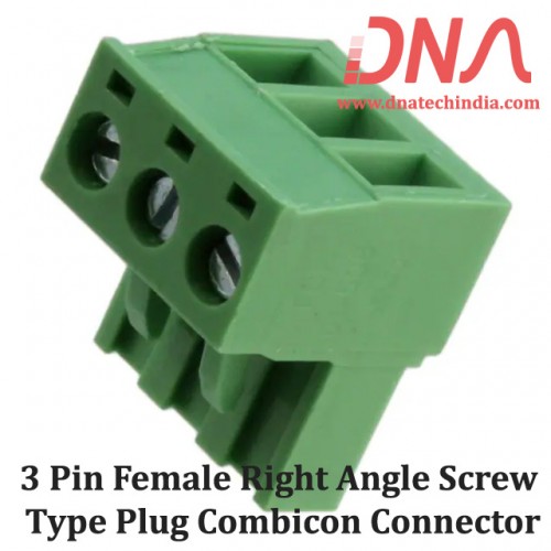 3 Pin Female Right Angle Screwable Plug 5.08mm (Combicon Connector)