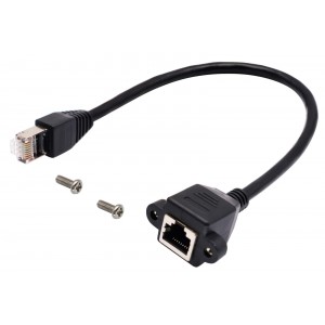RJ45 Male to Female Screw Panel Mount Ethernet LAN Network Extension Cable RJ45 Male to Female Screw Panel Mount Ethernet LAN Network Extension Cable