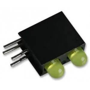 DIALIGHT 553-0133F  Yellow, 2 LEDs, Through Hole, Circuit Board Indicator
