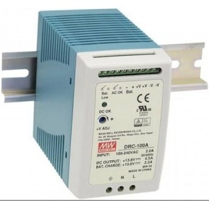 Mean Well DRC-100B AC/DC DIN-Rail Power Supply with Battery Charger