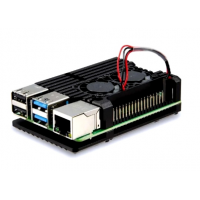 Aluminum Heat Sink Case With Double Fans For Raspberry Pi 4B - Black