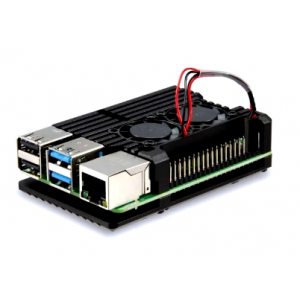 Aluminum Heat Sink Case With Double Fans For Raspberry Pi 4B - Black Aluminum Heat Sink Case With Double Fans For Raspberry Pi 4B - Black