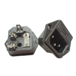 3 Pin C14 Male Panel Mount 250V DC/AC 10A Power Terminal With Fuse Holder