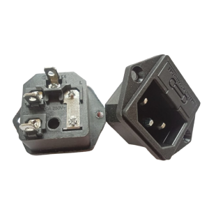 3 Pin C14 Male Panel Mount 250V DC/AC 10A Power Terminal With Fuse Holder 3 Pin C14 Male Panel Mount 250V DC/AC 10A Power Terminal With Fuse Holder