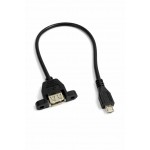 Micro USB to Female USB A Panel Mount Data Cable