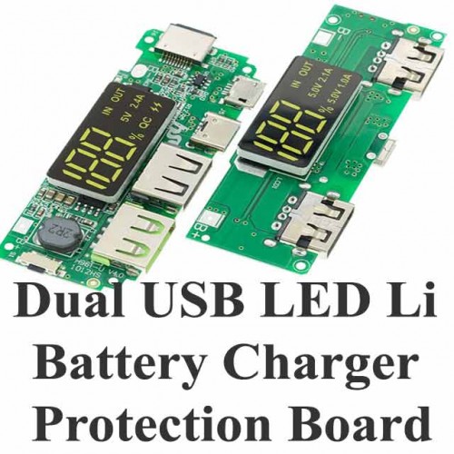 Dual USB 5V 2.4A/2.1A LED Lithium Battery Charger Protection Board