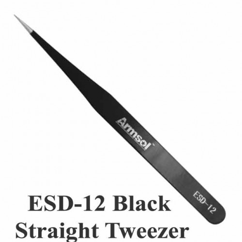 ESD-12 Black Straight Tweezer