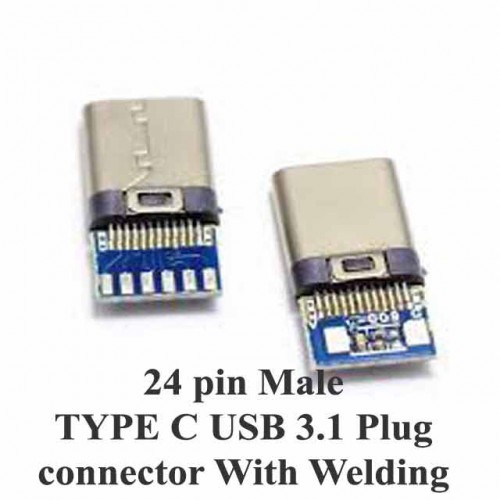 24 Pin Male TYPE C USB 3.1 Plug Connector With Welding