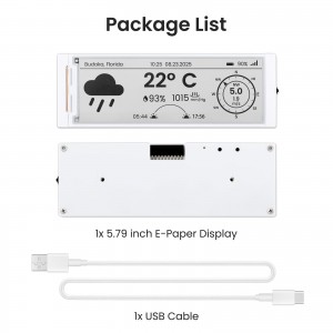 Elecrow CrowPanel ESP32 5.79inch E-paper HMI Display with 272×792 Resolution, Black/White, SPI Interface (DIS08792E)