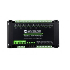  Waveshare Industrial Modbus RTU 8-ch Relay Module with Digital Input and RS485 Interface