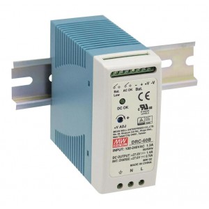 Mean Well DRC-60B 60 W AC/DC DIN-Rail Security Power Supply with Battery Charger