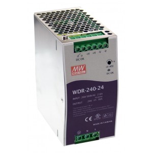 Mean Well WDR-240-24 240 W Single-Output DIN-Rail AC-DC Power Supply Mean Well WDR-240-24 240 W Single-Output DIN-Rail AC-DC Power Supply