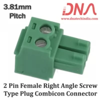 2 Pin Female Right Angle Screwable Plug 3.81mm (Combicon Connector)