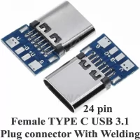 24 Pin Female TYPE C USB 3.1 Plug Connector With Welding 24 Pin Female TYPE C USB 3.1 Plug Connector With Welding