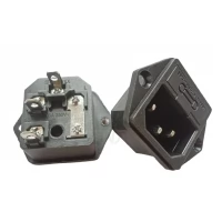 3 Pin C14 Male Panel Mount 250V DC/AC 10A Power Terminal With Fuse Holder