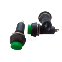 Green PBS-11A 12MM 2PIN Self-Locking Round Plastic Push Button Switch