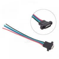 Panel Mount USB Type C 4 Pin Female Connector with Screw Hole - 4 Wire Output Panel Mount USB Type C 4 Pin Female Connector with Screw Hole - 4 Wire Output