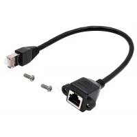 RJ45 Male to Female Screw Panel Mount Ethernet LAN Network Extension Cable RJ45 Male to Female Screw Panel Mount Ethernet LAN Network Extension Cable