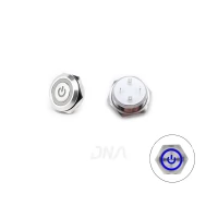 Ultra-Short Flat Head 16MM 12-24V Power Non-Latching Blue Ultra-Thin Touch Waterproof Metal Push Button with Led Light Ultra-Short Flat Head 16MM 12-24V Power Non-Latching Blue Ultra-Thin Touch Waterproof Metal Push Button with Led Light