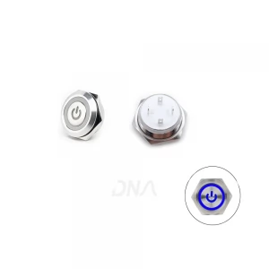 Ultra-Short Flat Head 16MM 12-24V Power Non-Latching Blue Ultra-Thin Touch Waterproof Metal Push Button with Led Light Ultra-Short Flat Head 16MM 12-24V Power Non-Latching Blue Ultra-Thin Touch Waterproof Metal Push Button with Led Light