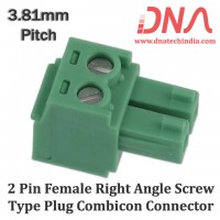 2 Pin Female Right Angle Screwable Plug 3.81mm (Combicon Connector) 2 Pin Female Right Angle Screwable Plug 3.81mm (Combicon Connector)
