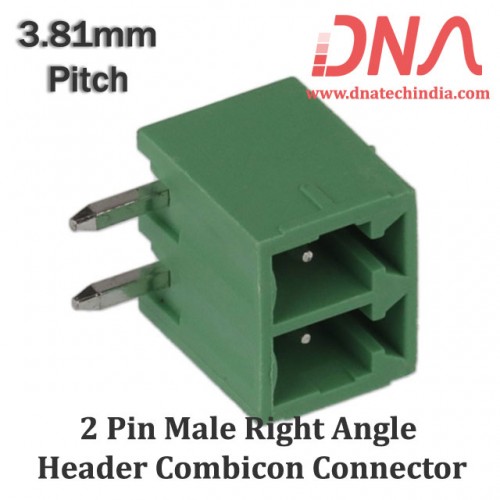 2 Pin Male Right Angle Header 3.81 mm pitch (Combicon Connector)