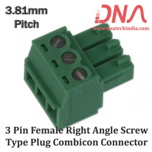 3 Pin Female Right Angle Screwable Plug 3.81mm (Combicon Connector)