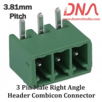 3 Pin Male Right Angle Header 3.81 mm pitch (Combicon Connector) 3 Pin Male Right Angle Header 3.81 mm pitch (Combicon Connector)