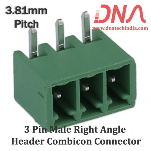 3 Pin Male Right Angle Header 3.81 mm pitch (Combicon Connector)