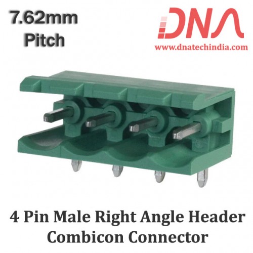 4 Pin Male Right Angle Header 7.62 mm pitch (Combicon Connector)