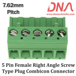 5 Pin Female Right Angle Screwable Plug 7.62mm (Combicon Connector) 5 Pin Female Right Angle Screwable Plug 7.62mm (Combicon Connector)