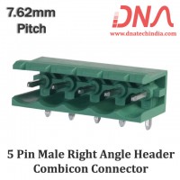 5 Pin Male Right Angle Header 7.62 mm pitch (Combicon Connector) 5 Pin Male Right Angle Header 7.62 mm pitch (Combicon Connector)