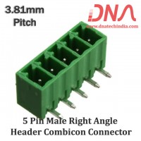 5 Pin Male Right Angle Header 3.81 mm pitch (Combicon Connector) 5 Pin Male Right Angle Header 3.81 mm pitch (Combicon Connector)
