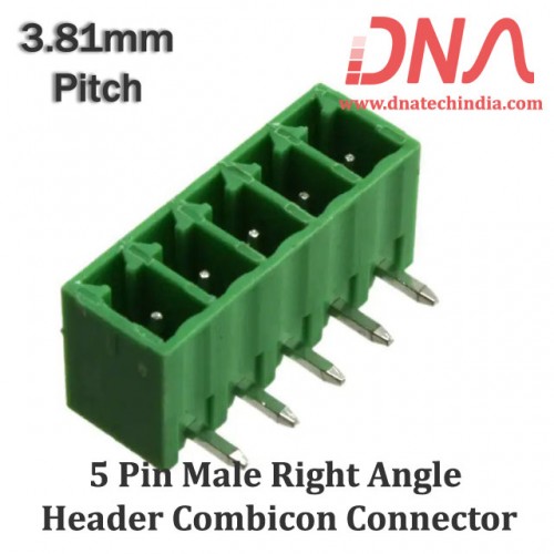 5 Pin Male Right Angle Header 3.81 mm pitch (Combicon Connector)