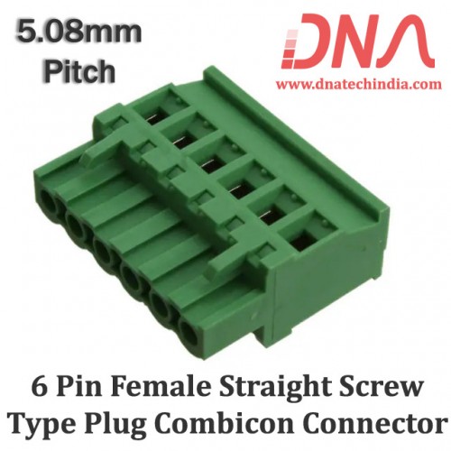 6 Pin Female Straight Screwable Plug 5.08mm (Combicon Connector)