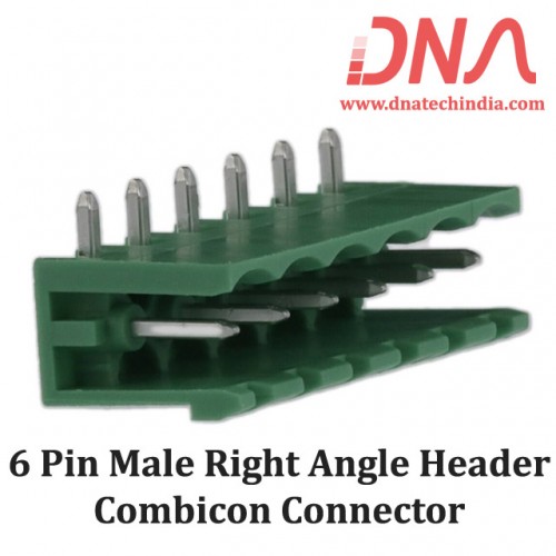 6 Pin Male Right Angle Header 5.08 mm pitch (Combicon Connector)