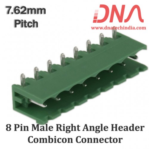 8 Pin Male Right Angle Header 7.62 mm pitch (Combicon Connector)