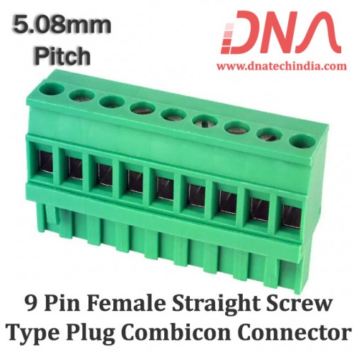 9 Pin Female Straight Screwable Plug 5.08mm (Combicon Connector)