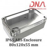 ABS 80x120x55 mm IP65 Enclosure with Transparent Top