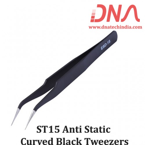 ST15 Anti Static Curved Black Tweezers