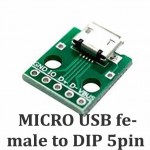 MICRO USB female to DIP 5 Pin converter board